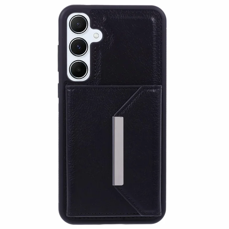 For Samsung Galaxy A14 5G / A14 4G Kickstand Case PU+TPU Phone Cover Card Holder - Black