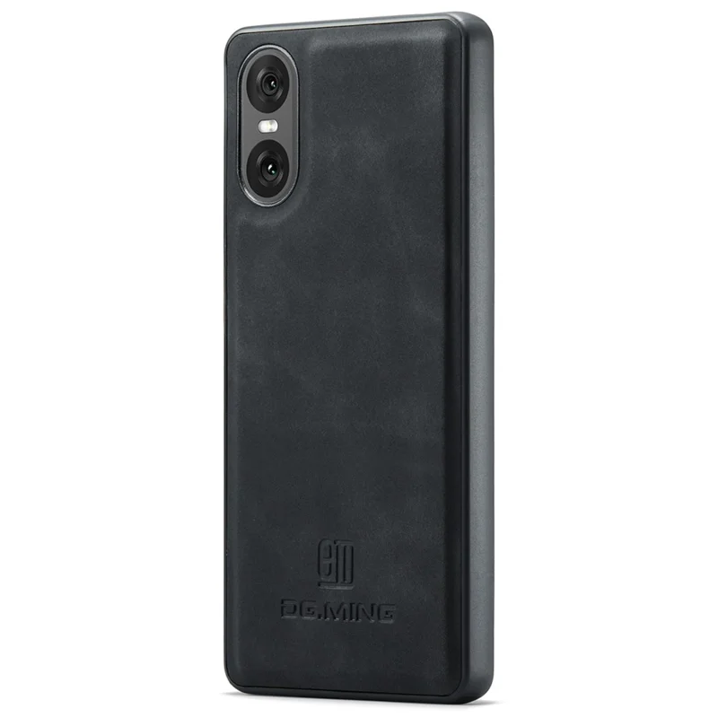 DG.MING For Sony Xperia 10 VI Case PU Leather+PC+TPU Hybrid Phone Cover - Black