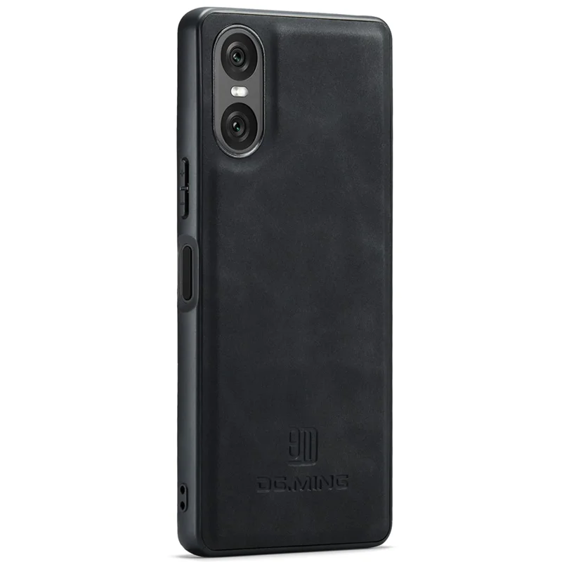 DG.MING For Sony Xperia 10 VI Case PU Leather+PC+TPU Hybrid Phone Cover - Black