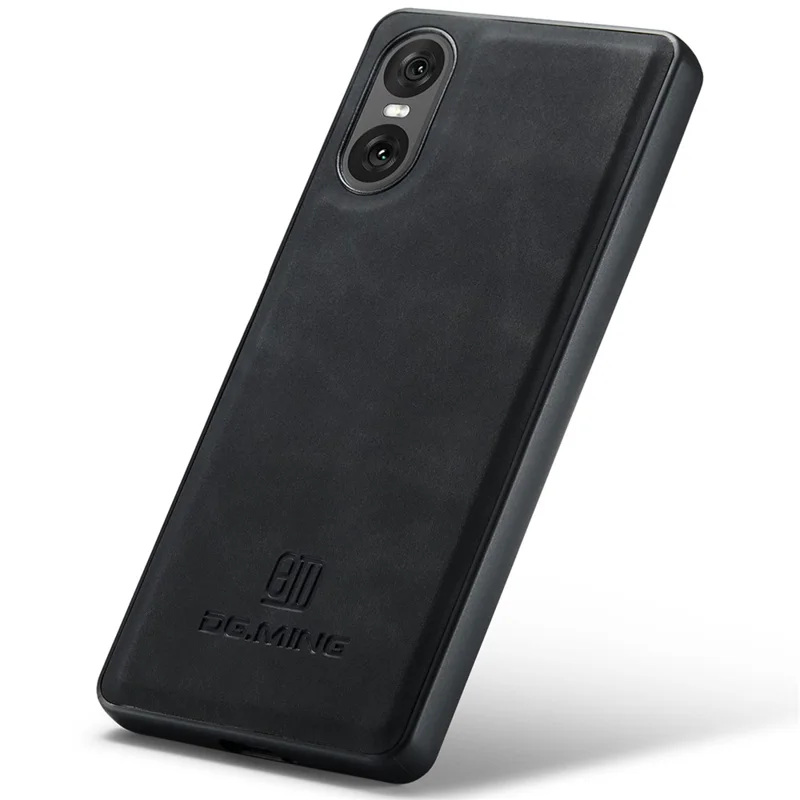 DG.MING For Sony Xperia 10 VI Case PU Leather+PC+TPU Hybrid Phone Cover - Black
