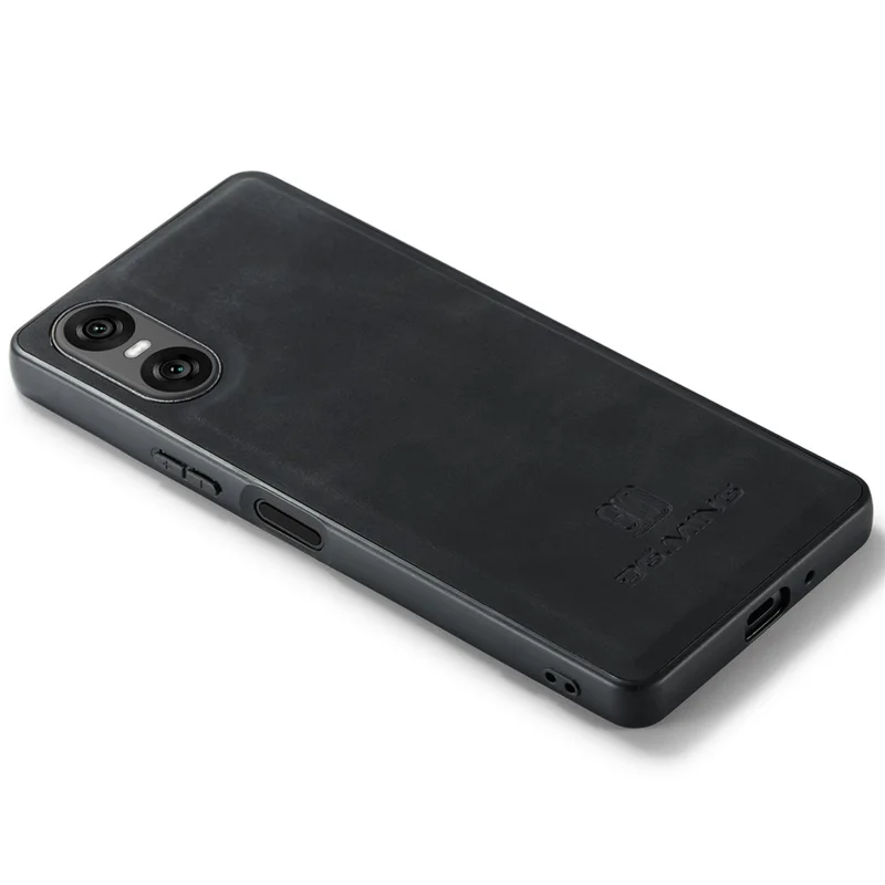 DG.MING For Sony Xperia 10 VI Case PU Leather+PC+TPU Hybrid Phone Cover - Black