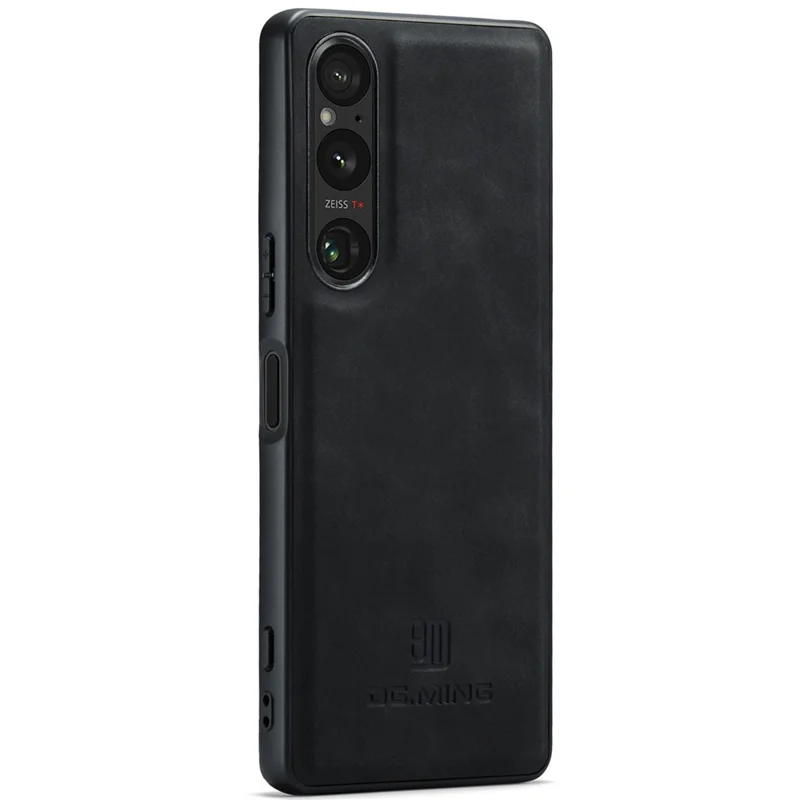 DG.MING For Sony Xperia 1 VI Case PU Covered PC+TPU Hybrid Phone Shell - Black