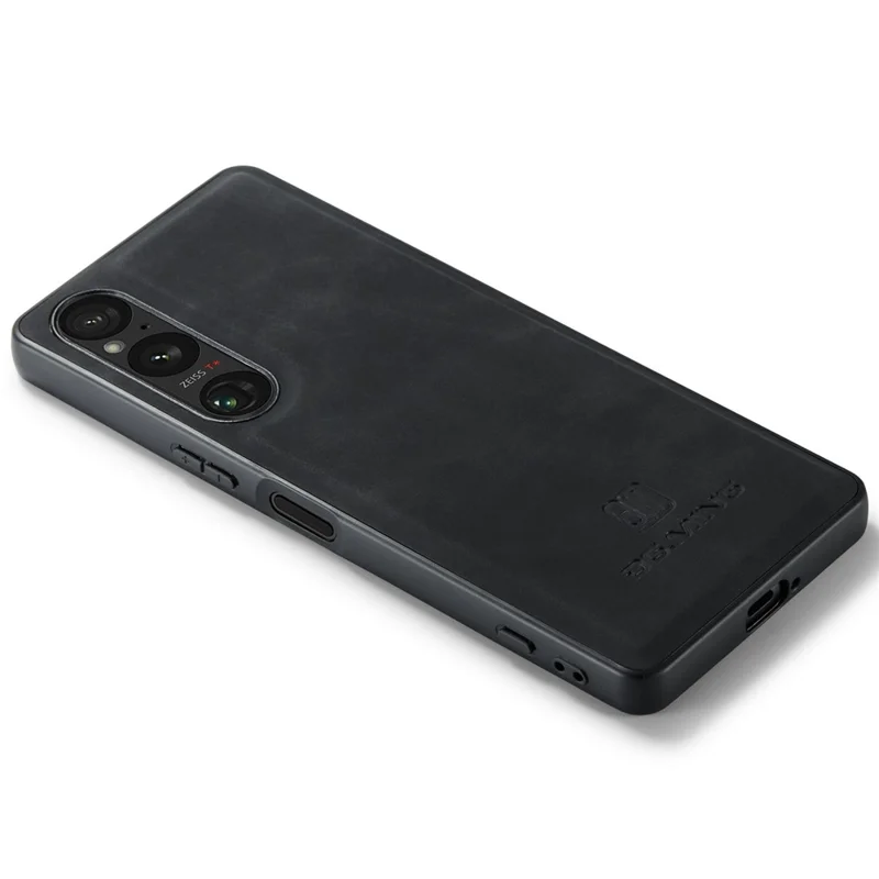 DG.MING For Sony Xperia 1 VI Case PU Covered PC+TPU Hybrid Phone Shell - Black