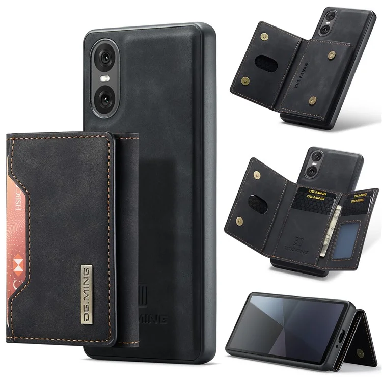 Funda DG.MING M2 Series para Sony Xperia 10 VI Billetera desmontable PU+PC+TPU Cubierta del teléfono - Negro