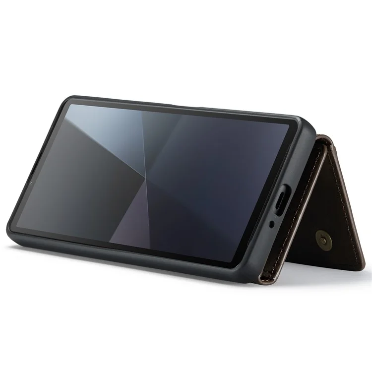 DG.MING M2-Serie für Sony Xperia 10 VI Case Abnehmbares Geldbörse PU+PC+TPU Telefonhülle - Kaffee