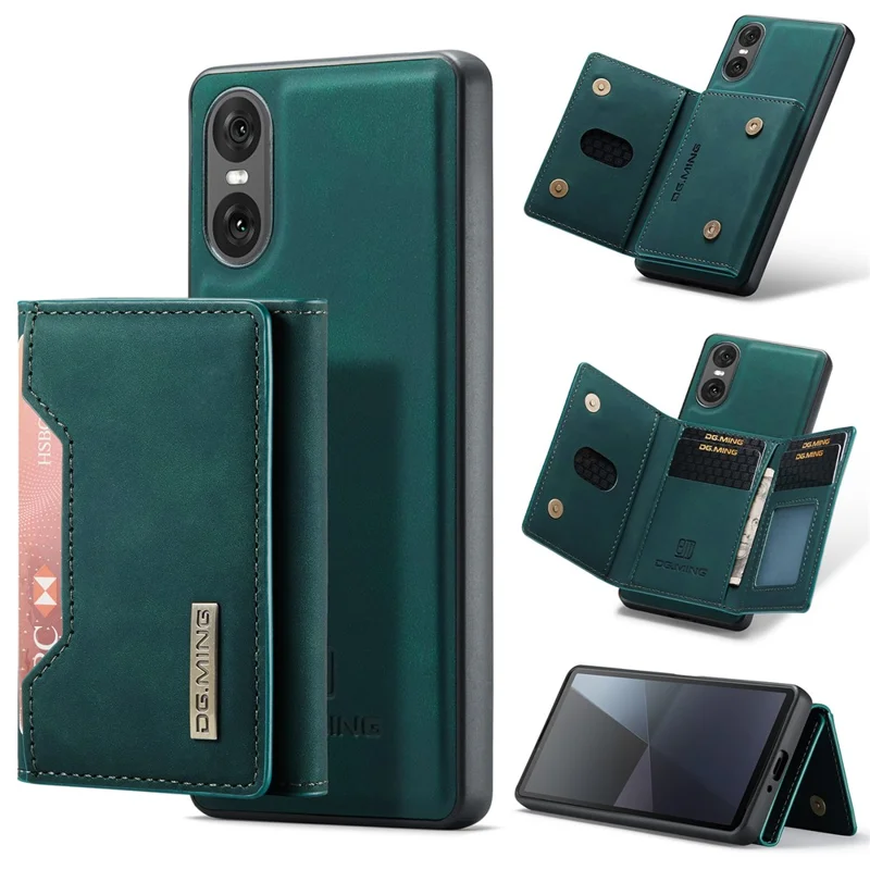 DG.MING M2 Series for Sony Xperia 10 VI Case Detachable Wallet PU+PC+TPU Phone Cover - Green