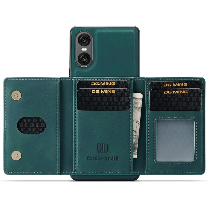 DG.MING M2 Series for Sony Xperia 10 VI Case Detachable Wallet PU+PC+TPU Phone Cover - Green