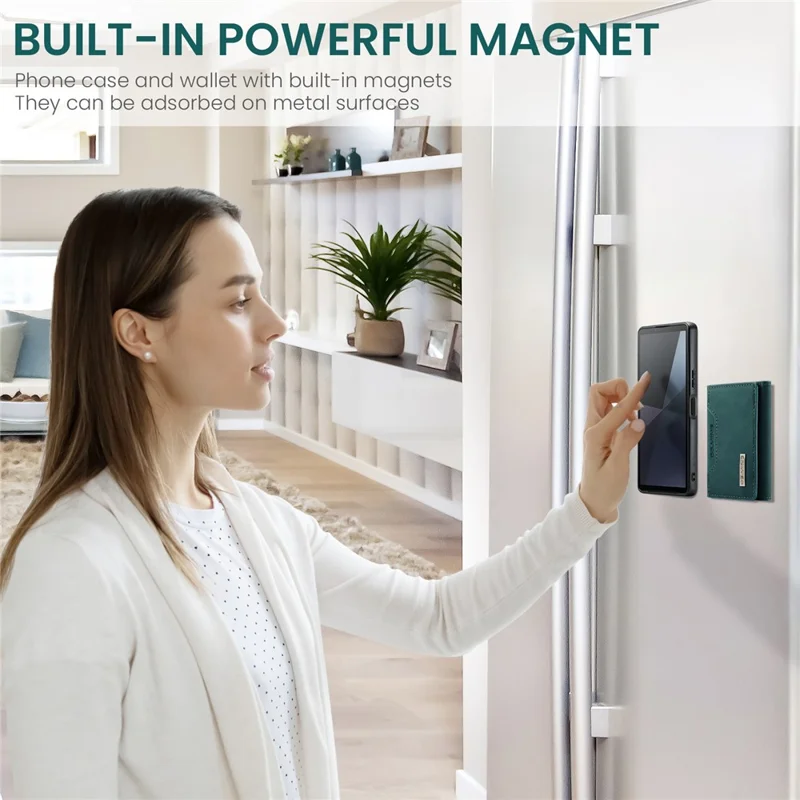 DG.MING M2 Series for Sony Xperia 10 VI Case Detachable Wallet PU+PC+TPU Phone Cover - Green