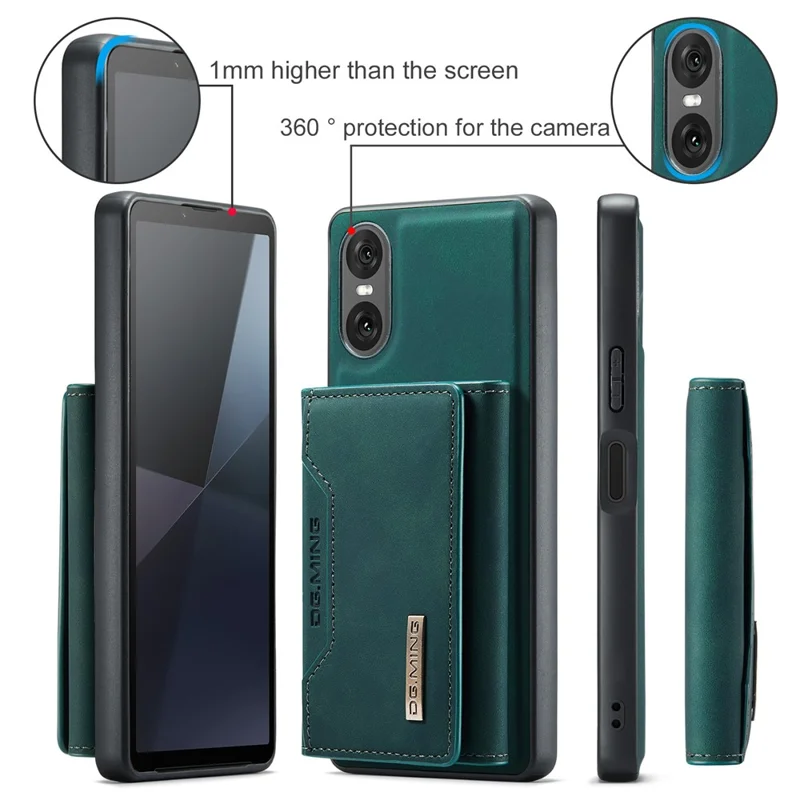 DG.MING M2 Series for Sony Xperia 10 VI Case Detachable Wallet PU+PC+TPU Phone Cover - Green