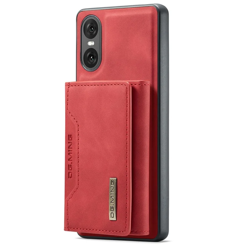 DG.MING M2 Serie für Sony Xperia 10 VI Hülle Abnehmbare Geldbörse PU+PC+TPU Handyhülle - Rot