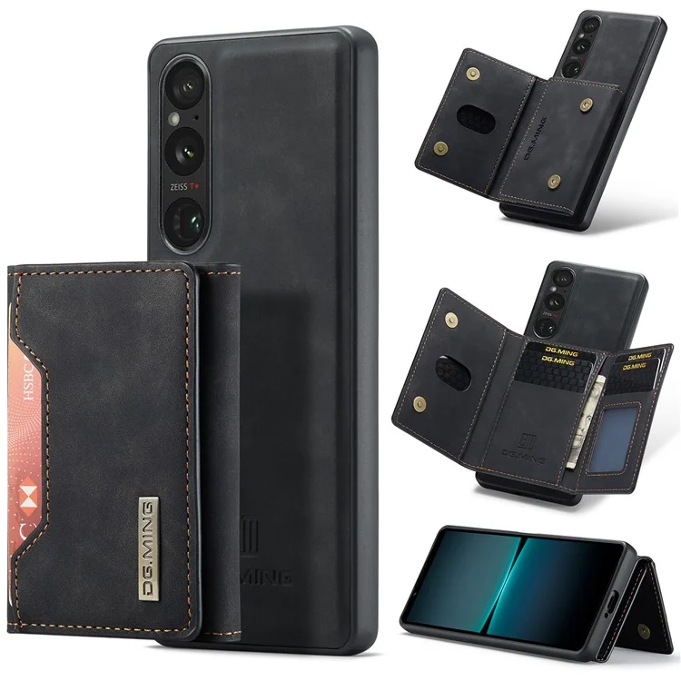 DG.MING M2 Series for Sony Xperia 1 VI Case PU+PC+TPU Phone Cover Detachable Wallet - Black