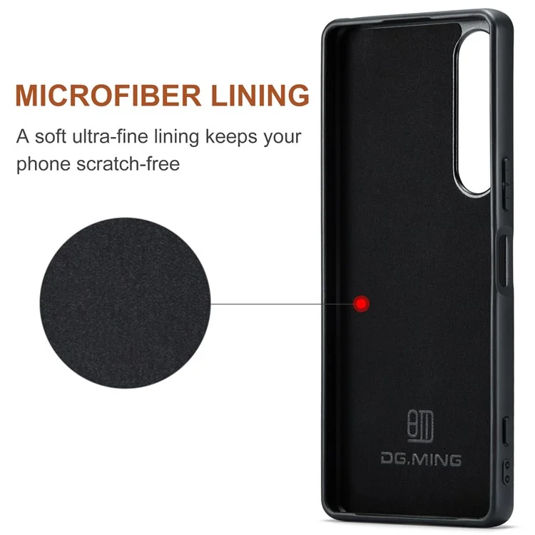 DG.MING M2 Series for Sony Xperia 1 VI Case PU+PC+TPU Phone Cover Detachable Wallet - Black