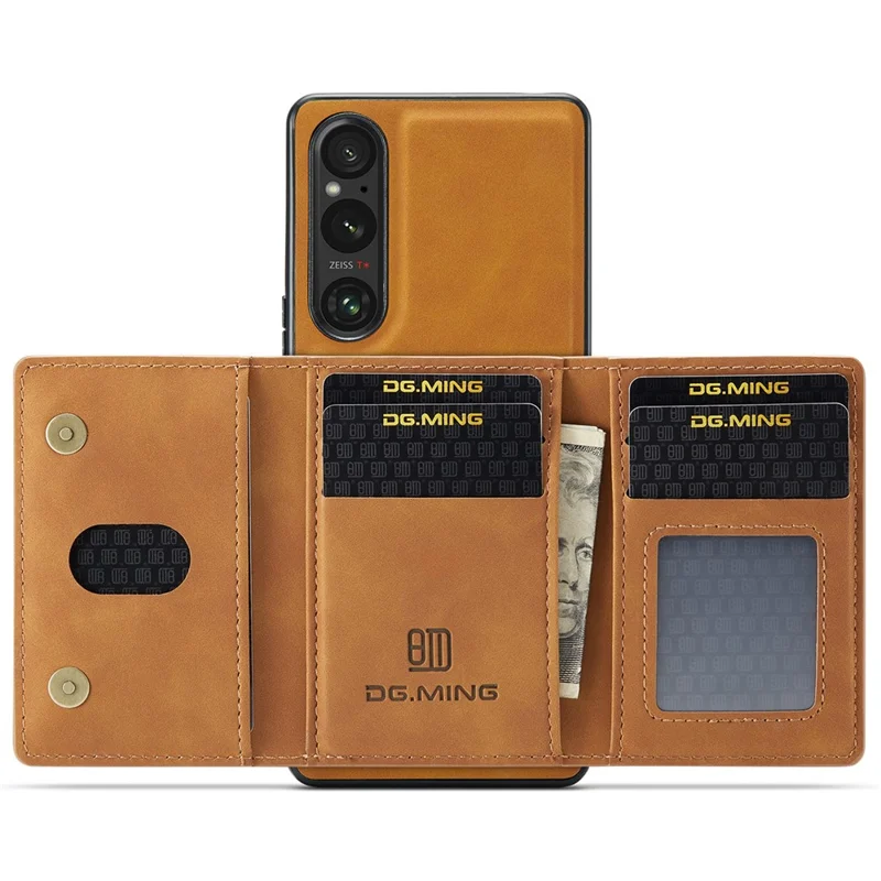 DG.MING M2 Series for Sony Xperia 1 VI Case PU+PC+TPU Phone Cover Detachable Wallet - Brown