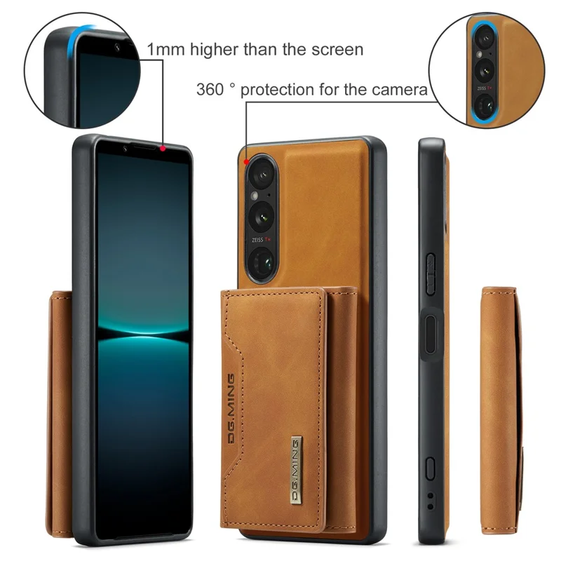 DG.MING M2 Series for Sony Xperia 1 VI Case PU+PC+TPU Phone Cover Detachable Wallet - Brown