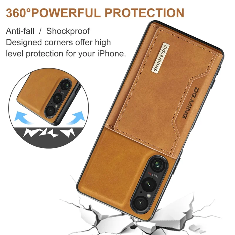 DG.MING M2 Series for Sony Xperia 1 VI Case PU+PC+TPU Phone Cover Detachable Wallet - Brown