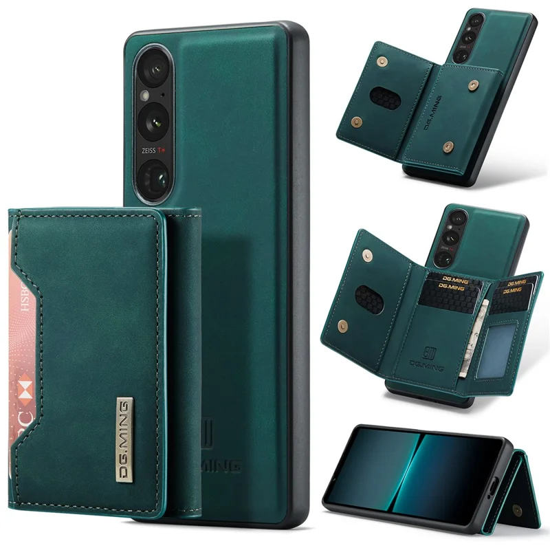 DG.MING M2 Serie para Sony Xperia 1 VI Funda de teléfono de PU+PC+TPU con billetera desmontable - Verde