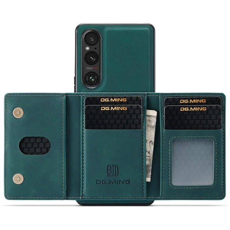 DG.MING M2 Serie para Sony Xperia 1 VI Funda de teléfono de PU+PC+TPU con billetera desmontable - Verde