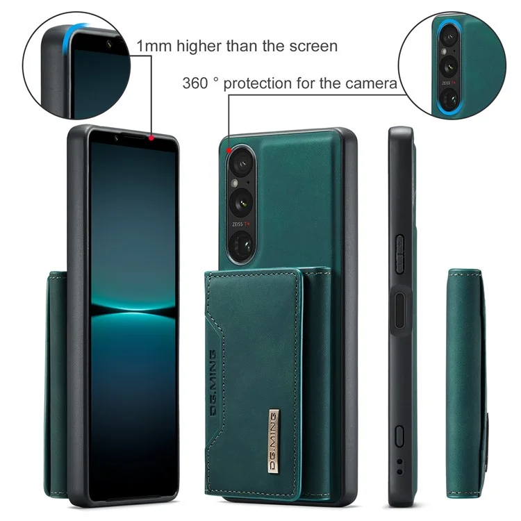 DG.MING M2 Serie para Sony Xperia 1 VI Funda de teléfono de PU+PC+TPU con billetera desmontable - Verde