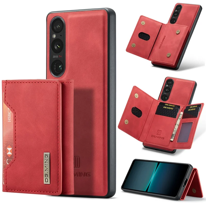 DG.MING M2 Series for Sony Xperia 1 VI Case PU+PC+TPU Phone Cover Detachable Wallet - Red