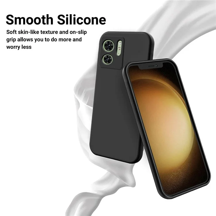 Para Motorola Edge (2023) 5G Estojo de Silicone Líquido Capa de Telefone com Alça de Mão - Preto