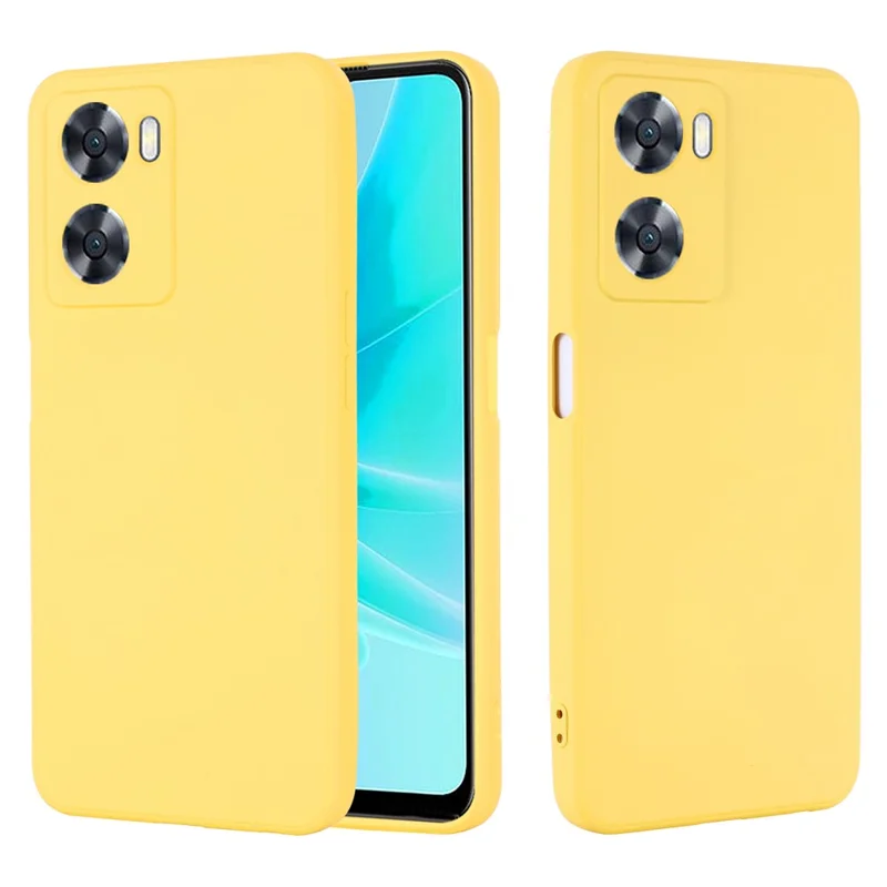 For Oppo A77 4G / A77s 4G / A57e 4G Slim Case Liquid Silicone Phone Cover with Hand Strap - Yellow