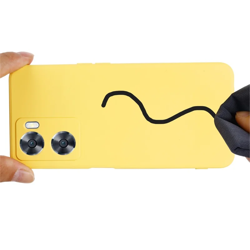 For Oppo A77 4G / A77s 4G / A57e 4G Slim Case Liquid Silicone Phone Cover with Hand Strap - Yellow