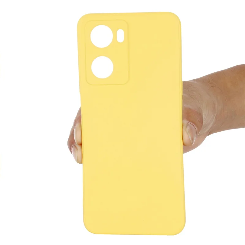 For Oppo A77 4G / A77s 4G / A57e 4G Slim Case Liquid Silicone Phone Cover with Hand Strap - Yellow