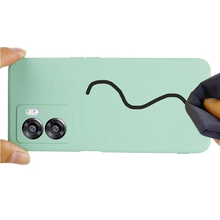 Pour OnePlus Nord N300 5G Étui Silicone Liquide Fine Housse de Téléphone avec Dragonne - Vert