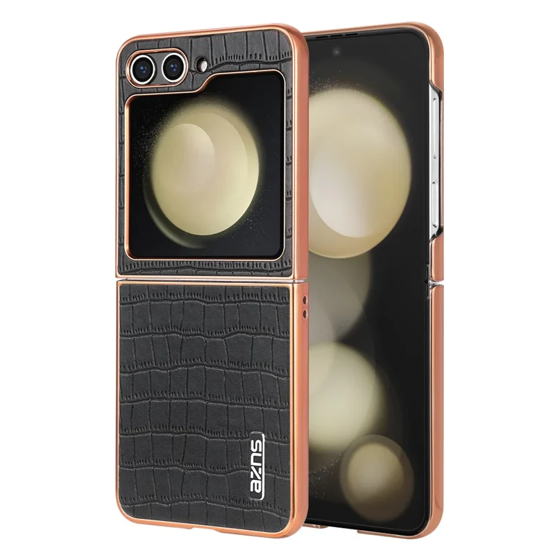 AZNS For Samsung Galaxy Z Flip5 5G Case Crocodile Texture PU+PC Phone Cover - Black