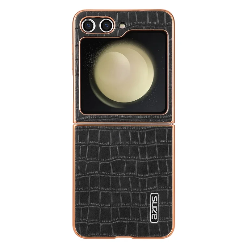 AZNS For Samsung Galaxy Z Flip5 5G Case Crocodile Texture PU+PC Phone Cover - Black