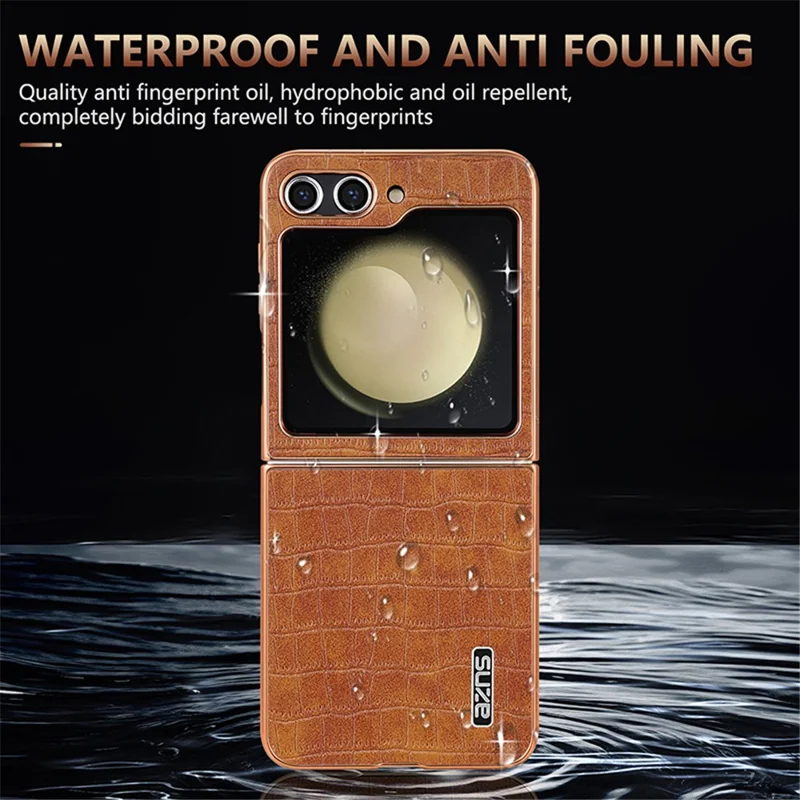 AZNS For Samsung Galaxy Z Flip5 5G Case Crocodile Texture PU+PC Phone Cover - Black