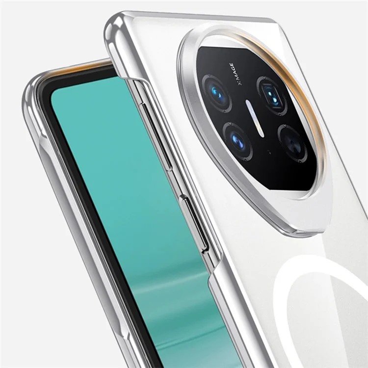 Для Huawei Mate X5 Магнитный чехол с прозрачной задней панелью, чехол для телефона с подставкой - Прозрачный черный