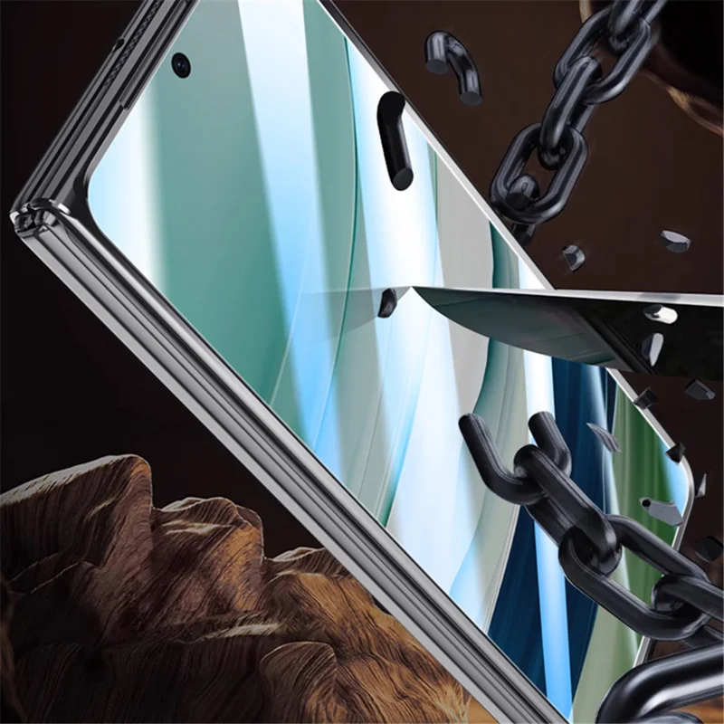 Pour Huawei Mate X5 Étui magnétique Coque arrière en PC transparent avec support - Or transparent