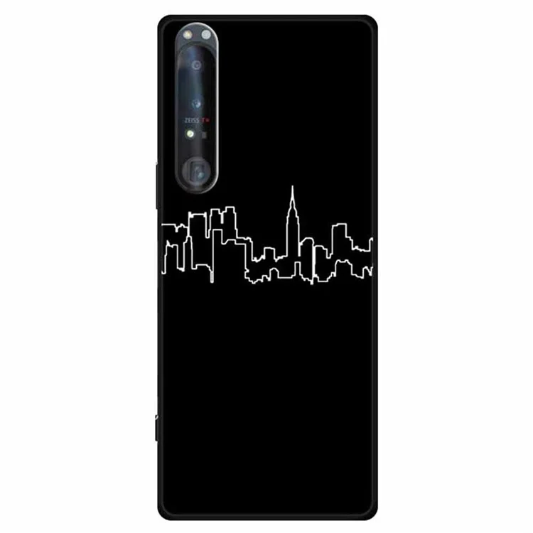 Für Sony Xperia 1 IV 5G-Hülle Linienkunst-Design TPU Drop Impact Telefonabdeckung - Stadt