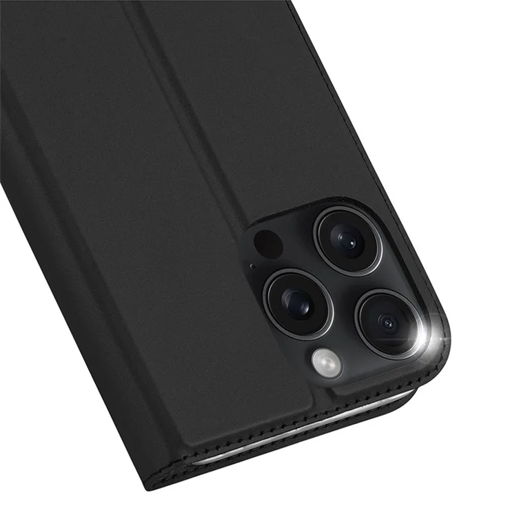 DUX DUCIS Skin Pro Series For iPhone 16 Pro Case Porta-cartões Capa de Telefone em Couro PU - Preto