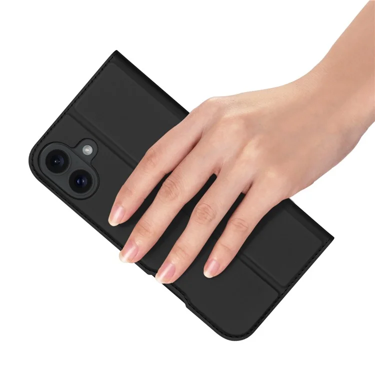 DUX DUCIS Skin Pro Series For iPhone 16 Plus Case Card Slot Stand Leather Phone Cover - Black