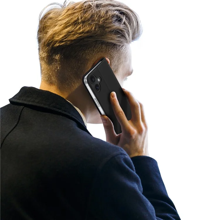 DUX DUCIS Skin Pro Series For iPhone 16 Plus Case Card Slot Stand Leather Phone Cover - Black