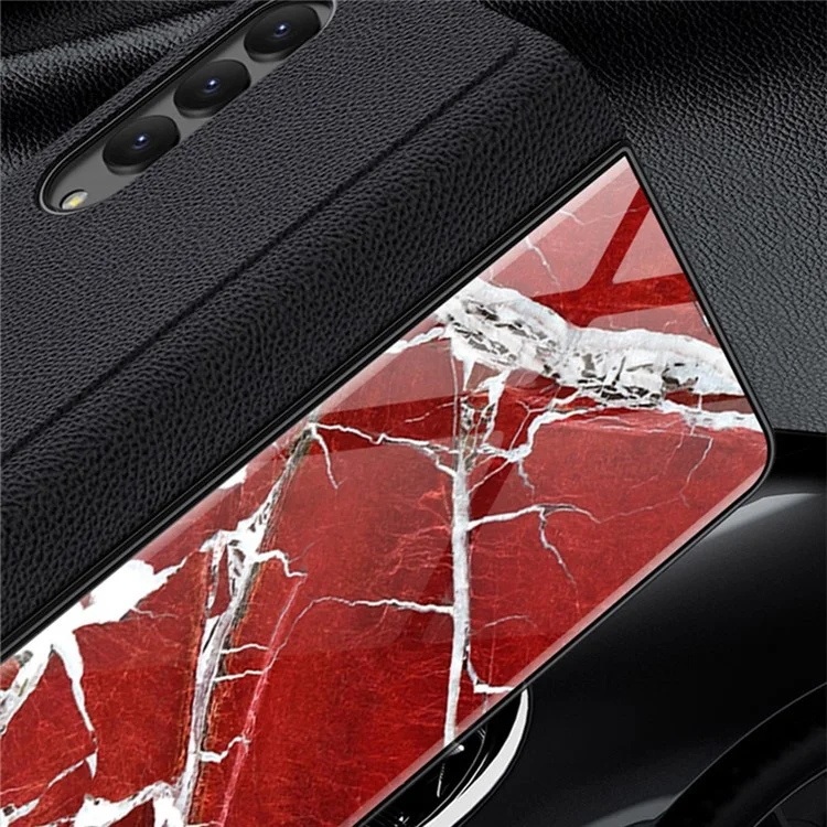 GKK For Samsung Galaxy Z Fold4 5G Marble Pattern Tempered Glass Cover Stand Full Protection PU Leather Phone Case - Marble Pattern 03