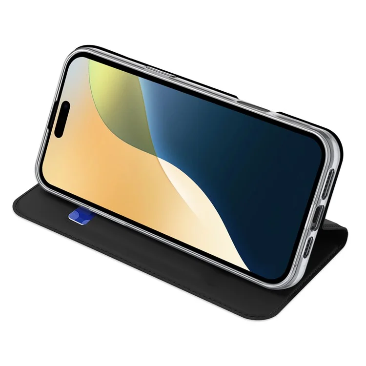 DUX DUCIS Skin Pro Series For iPhone 16 Case Leather Flip Phone Cover with Card Slots - Black