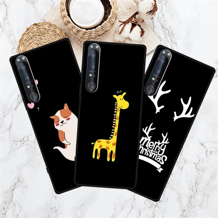 Für Sony Xperia 1 IV 5G Hülle, Muster bedruckter Anti-Drop Soft TPU Handyhülle - Giraffe