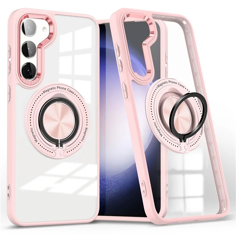 Für Samsung Galaxy S23+ Hülle PC+TPU Ständer Handyhülle Kompatibel mit MagSafe - Pink