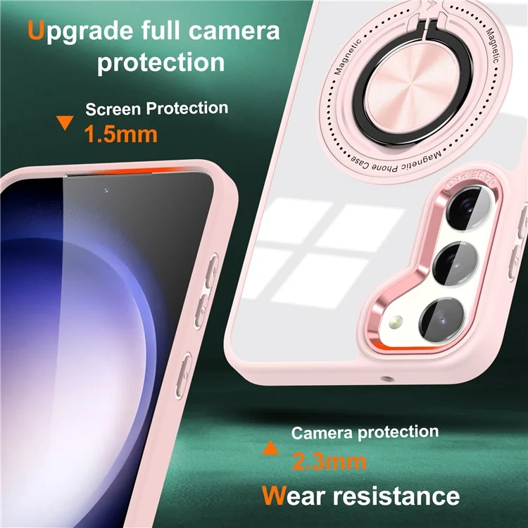 Für Samsung Galaxy S23+ Hülle PC+TPU Ständer Handyhülle Kompatibel mit MagSafe - Pink