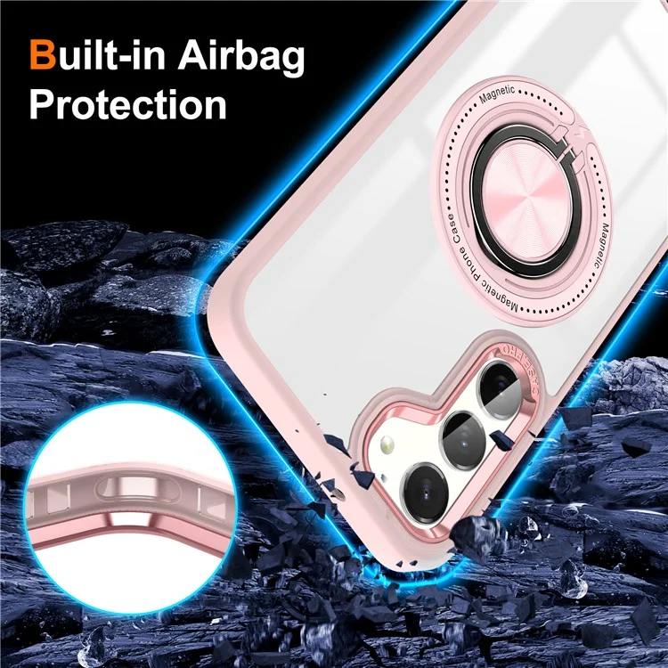 Für Samsung Galaxy S23+ Hülle PC+TPU Ständer Handyhülle Kompatibel mit MagSafe - Pink