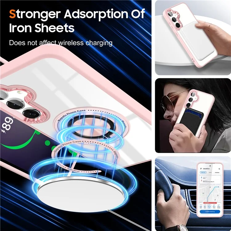Für Samsung Galaxy S25+ / S24+ Magnetisches Gehäuse Rotativ-Ständer PC+TPU Handyhülle - Pink
