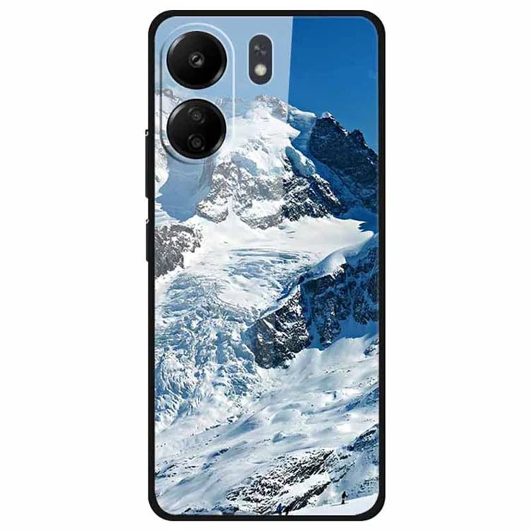 Para Xiaomi Redmi 13C 4G / Poco C65 4G Case Pattern Tempered Glass Anti-Drop Phone Cover - Snow Mountain