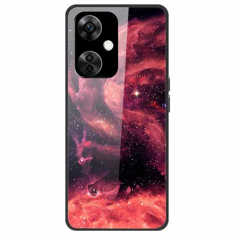 For OnePlus Nord CE3 5G Pattern Case TPU Tempered Glass Shockproof Phone Cover - Cloud Bird