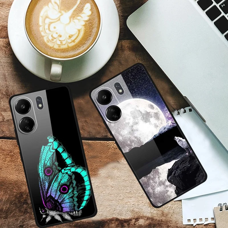 For Xiaomi Redmi 13C 4G / Poco C65 4G Pattern Case TPU+Tempered Glass Shockproof Phone Cover - Girl