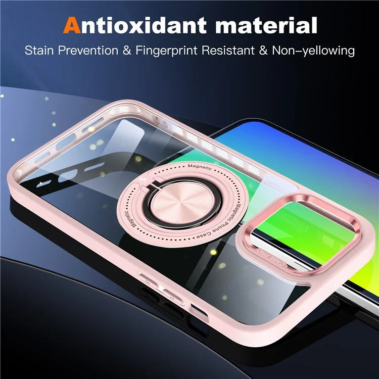 For iPhone 13 Pro Case Compatible with MagSafe Kickstand PC+TPU Hybrid Phone Cover - Pink