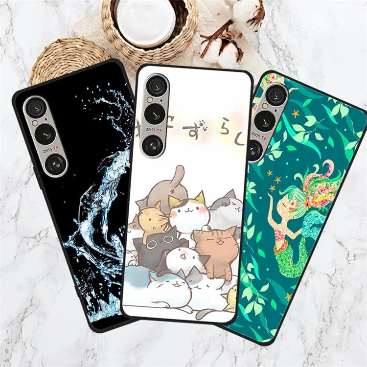 For Sony Xperia 1 VI Case Pattern Printing Soft TPU Cell Phone Cover - Dual Lions in Clouds