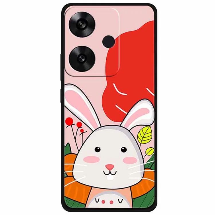 Pour Xiaomi Poco F6 5G / Redmi Turbo 3 5G Étui Motif d'impression Soft TPU Housse de téléphone portable - Petit lapin blanc